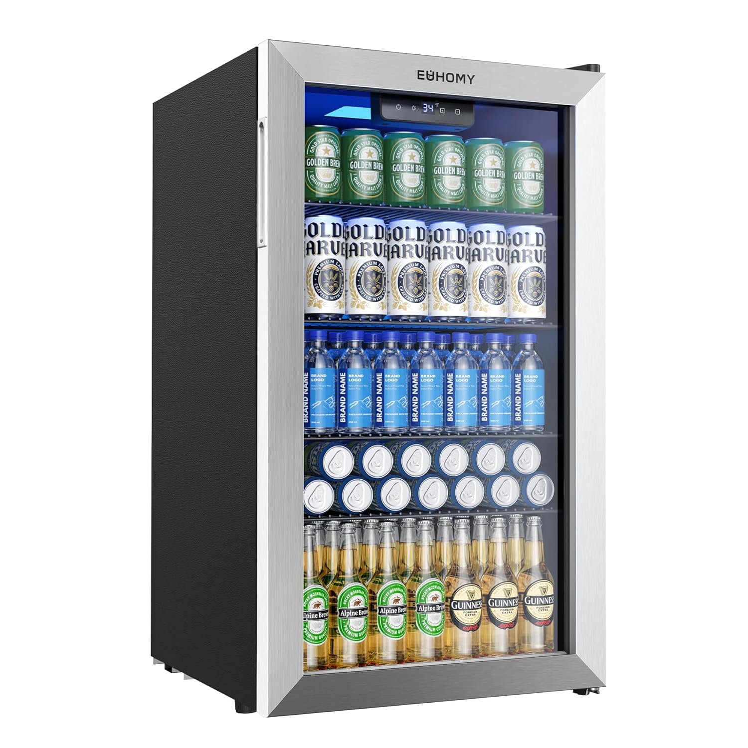 Wine Beer Cooler Fridge - Mini Geladeira para 130 Latas, Refrigerador